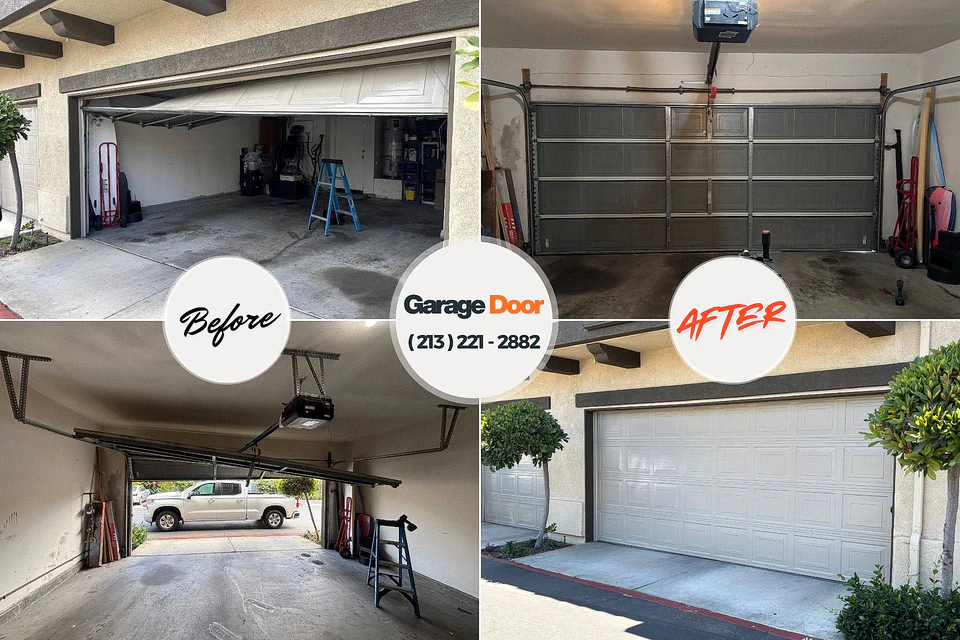 Before and after: garage door repair Hales Corners, WI